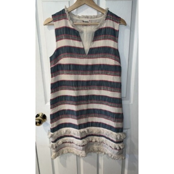 Holding Horses Dress Womens 6 Anthropologie Striped Fringe tiered Western boho - Picture 11 of 11